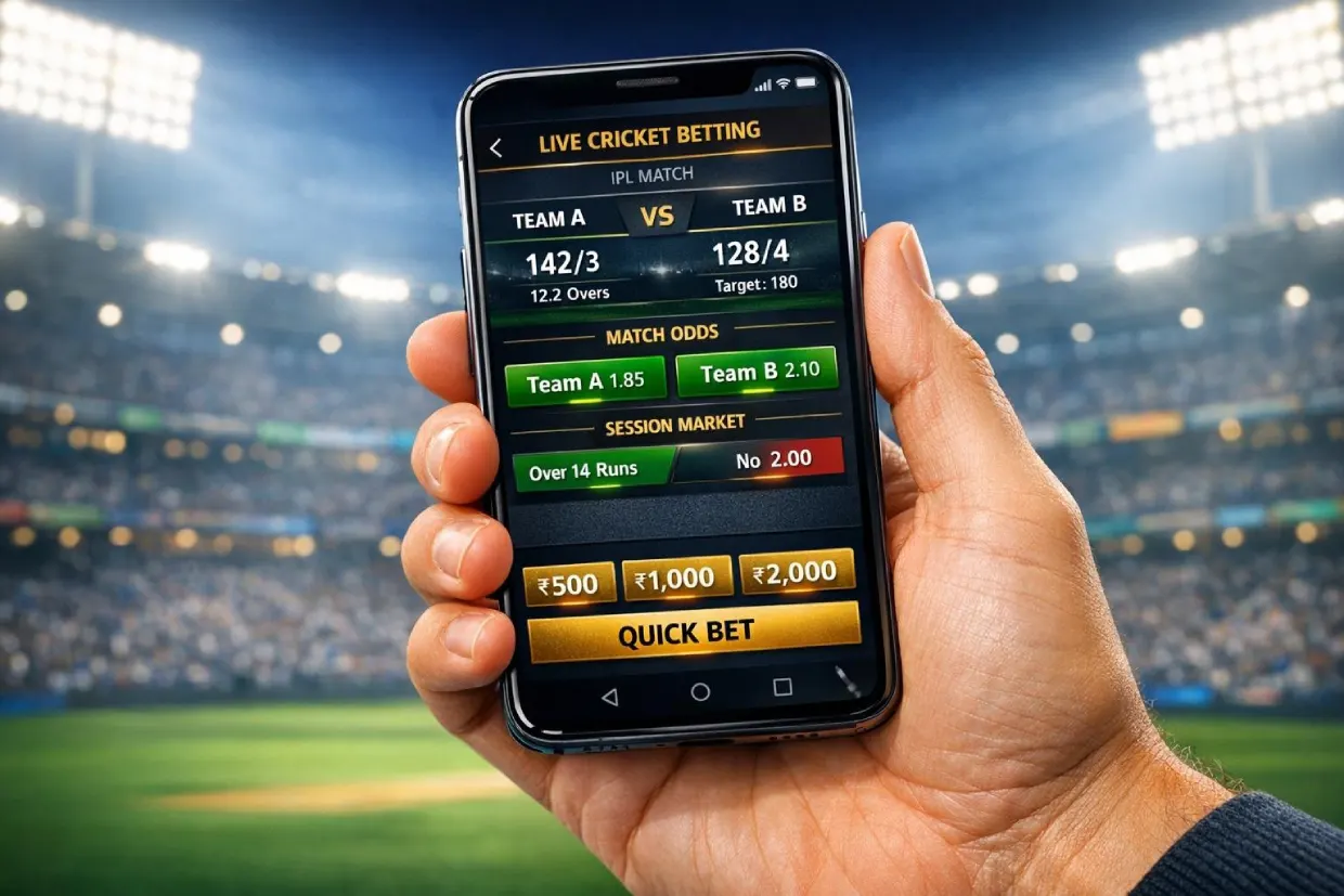 Real-time live cricket betting through Lotus365 App — competitive IPL odds and instant market updates on mobile